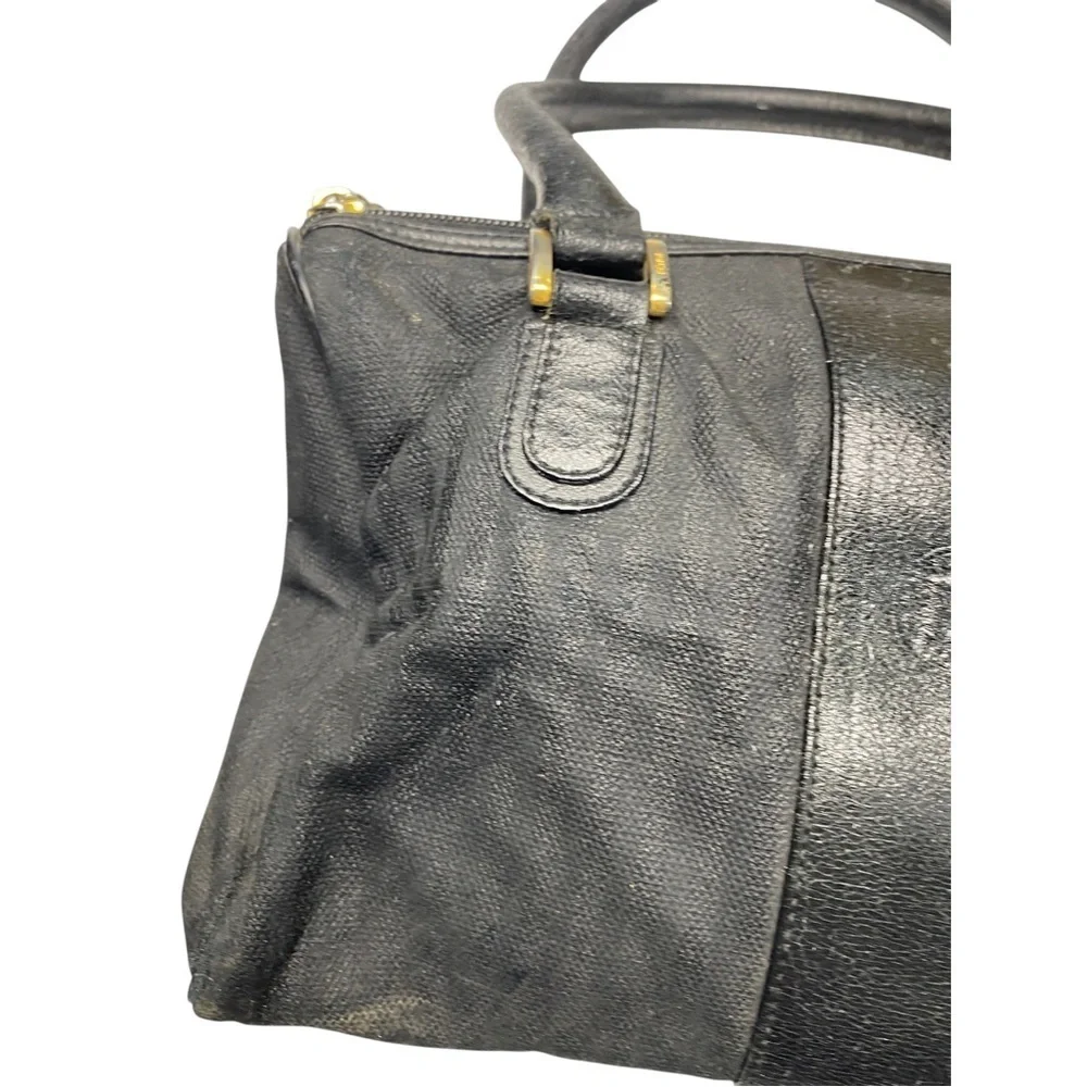 Fendi Black Vintage Satchel with Gold Accents